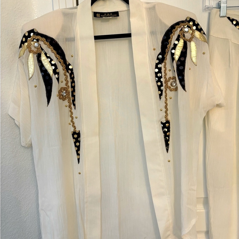 Vintage BANGER white top and bottoms! Miami Vice Vibes size M NWOT - Picture 4 of 10